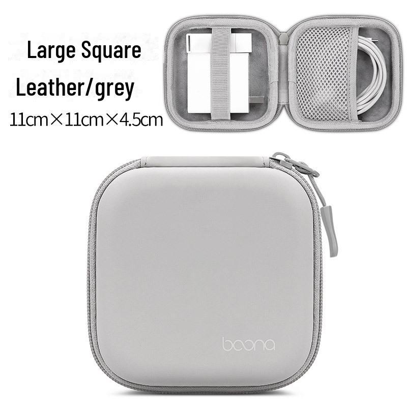

Шкіряна EVA Сумка для цифрового зберігання для навушників, кабелів, зарядних пристроїв, USB-пристроїв та захисна кришка large square F017 сірий колір