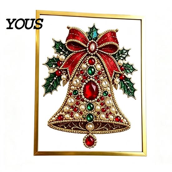 Holiday Decoration Making Sets DIY Jewelry Faux Pearl Art Painting Kit with Frame, Christmas Handmade Festive Wall Crystal Gem Craft Set for