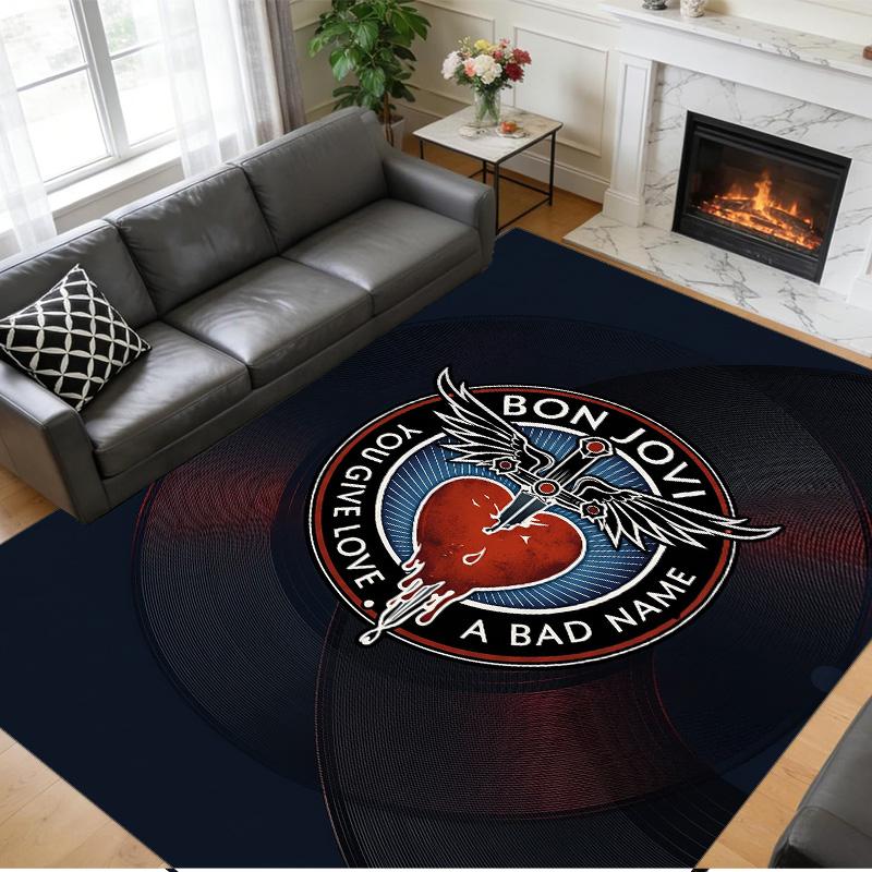 Bon Jovi Print Crystal Velvet Plush Rug Wear?Resistant Anti?Slip Floor Mat For Indoor Household Decoration