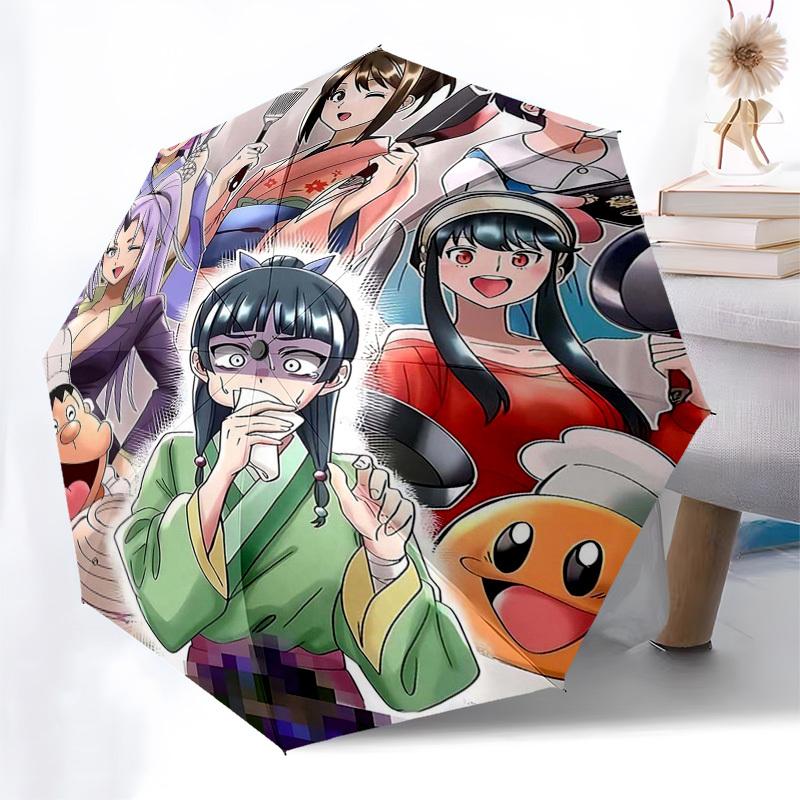 1pc Outdoor Umbrella with Anime Characters | Automatic Opening & Closing | Portable 3-Fold Design | 8-Rib Iron Frame | Perfect Gift for Fans, Tra