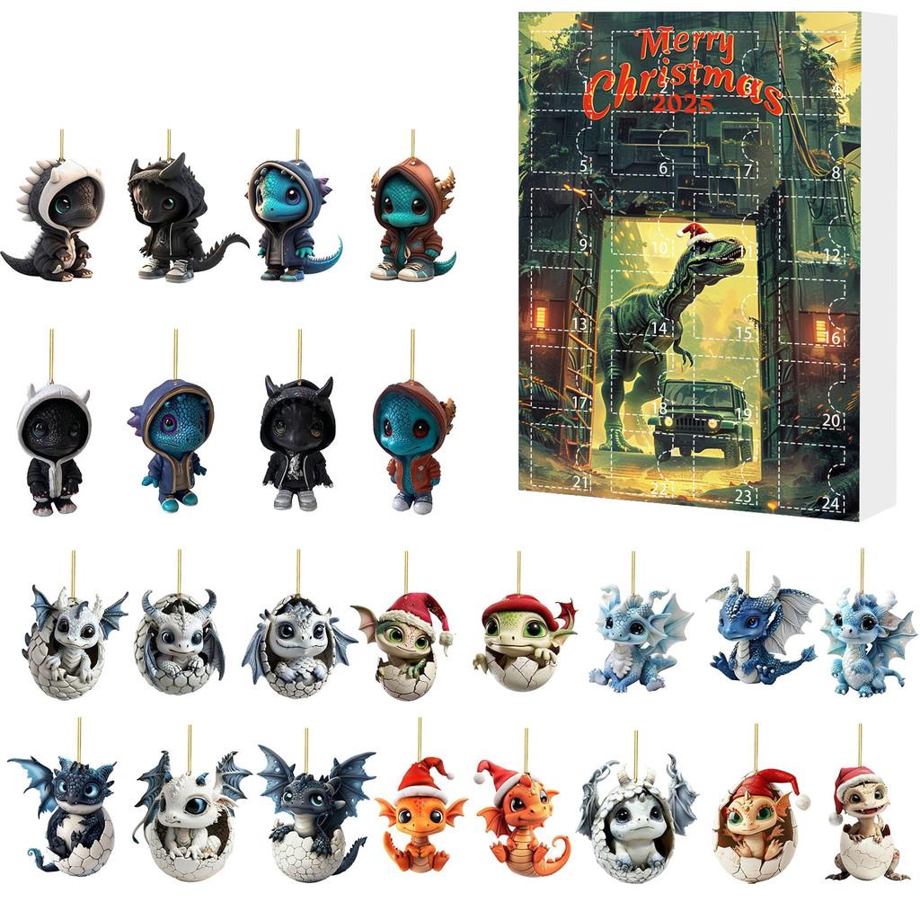 Christmas Countdown Blind Box Mini Acrylic Dragon Baby Hanging Decor For Holiday Gift Giving