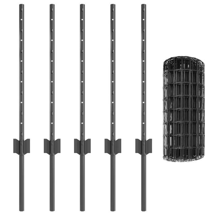 VidaXL Clôture Euro avec 5 Poteaux U Gris 0.6x10 m Acier 3336079