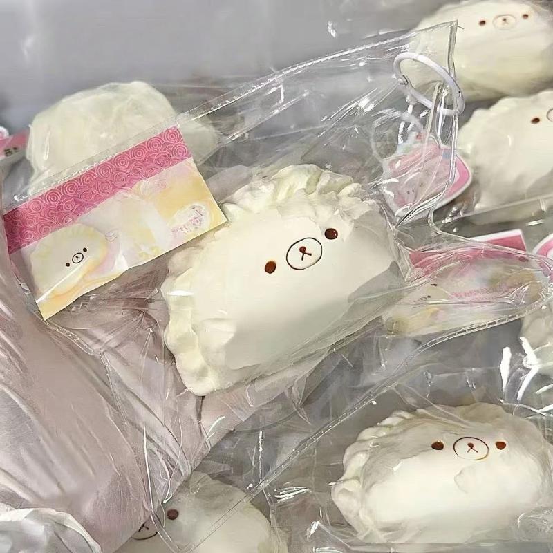 1Pcs Sesame Paste / Beetroot / Egg / Jelly Dumpling Bear Food Grade Silicone Stress Reliever Handcrafted Taba Squishy Toy