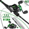 SOUGAYILANG 1.8m-2.4m Fishing Rod Combo 5 Sections Carbon Fiber Casting Rod and 7.2:1 Gear Ratio Baitcasting Fishing Reel Tackle