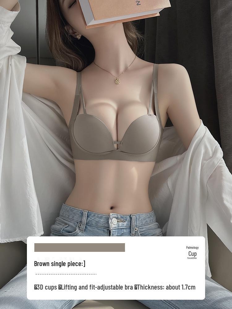 

Комплект женского бесшовного нижнего белья: Улучшенный бюстгальтер со сборками и топ с глубоким V-образным вырезом для маленькой груди, идеальный вариант для лета. 34/75B (Lift, Anti-Sag)