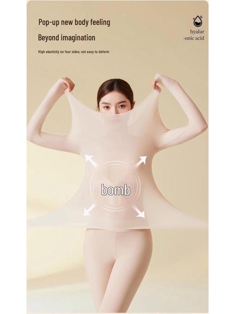 Women's Ultra-thin Heating Hyaluronic Acid Base Layer Set - 37°C Constant Temperature Autumn Wear