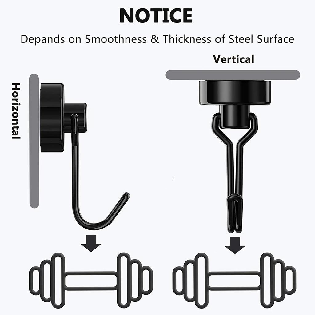 4Pcs/2Pcs/1Pc Magnetic Hooks Powerful Heavy Duty Magnet Hanger Wall Hanging Magnet Hooks Magnetic Base Home Storage Organization