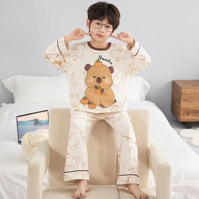 Children's Cartoon Round Neck Long Sleeve Pajama Set - Spring & Autumn