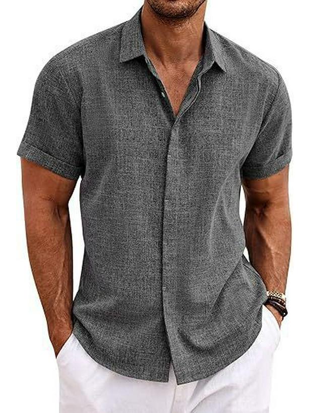 2024 Herren Freizeit Kurzarm Button-Down Strandhemd
