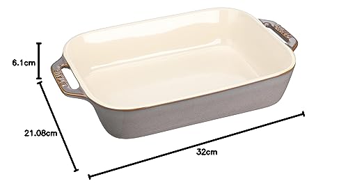 STAUB Rectangular Dish, Antique Gray, 27 X 20 Cm, Ceramic Gratin Dish, Oven and Microwave Safe [Official Japanese Product] Dish 40511-884