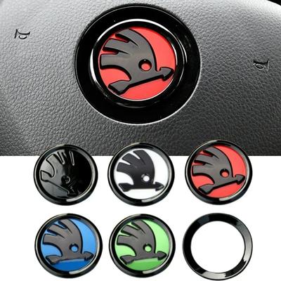 For 46MM Car Steering Wheel Logo Emblem Sticker Rapid Octavia Fabia Laura Superb VRS Yeti Kodiaq Karoq KAMIQ Scala Citigo