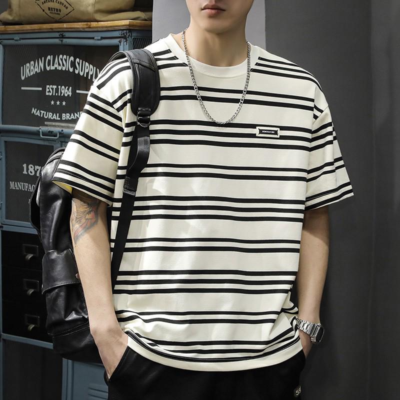 2024 Men's Plus Size Striped Short Sleeve Sailor T-shirt - American Casual