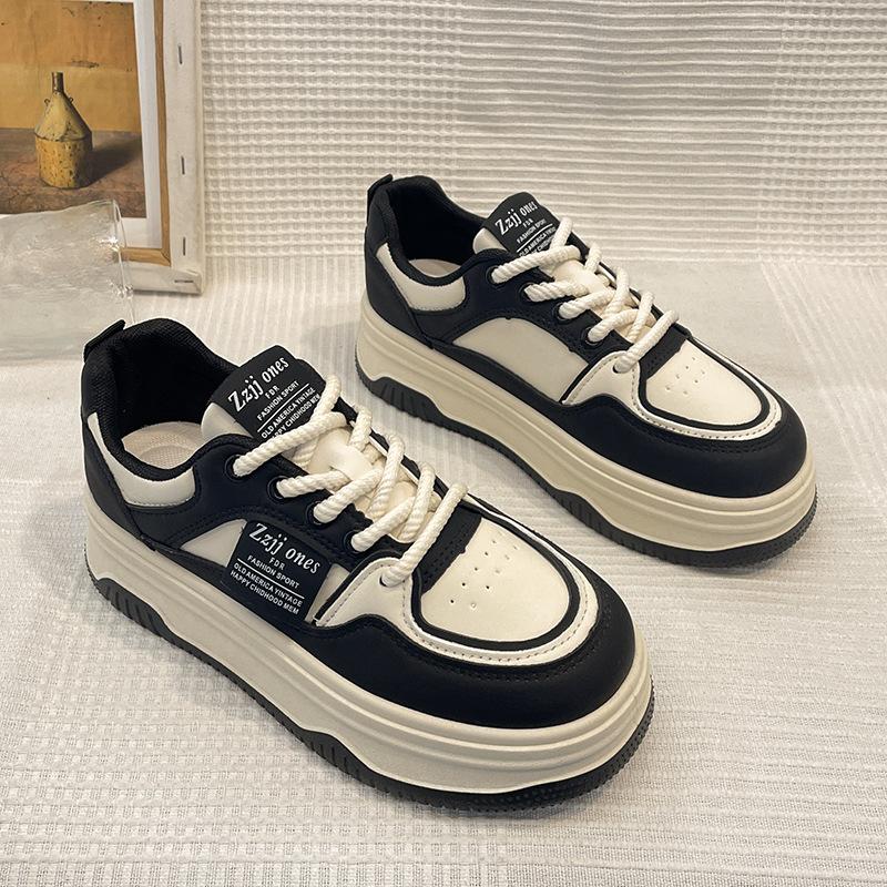 

Internet celebrity platform white shoes women s spring and autumn 2025 new Korean version of dad shoes casual student sports board shoes tide 35 чёрный
