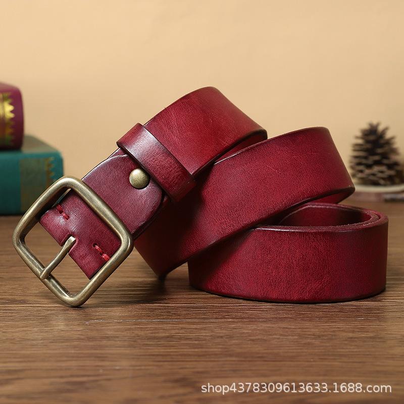 

3,8 см ретро-трендовый ремень мужской кожаный с пряжкой из чистой коровьей кожи простой джинсовый ремень 130cm