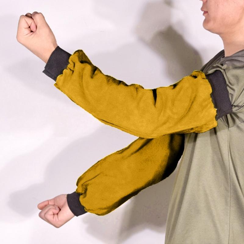 Electric Welding Sleeves Artificial Leather Welder Protective Supplies for Industrial Welding Sleeves with Elastic Cuff