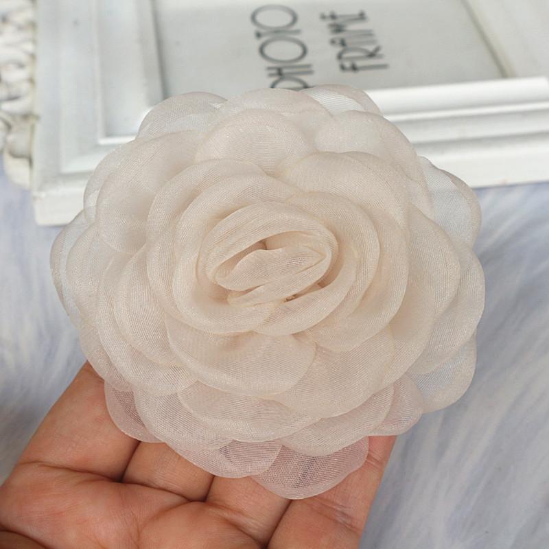 10 SZT 8CM 3D Organza Szyfon Gaza Opalana Krawędź Tkanina Sztuczny Kwiat Róży Suknia Ślubna Dekoracja Szyi DIY Szycie Aplikacja