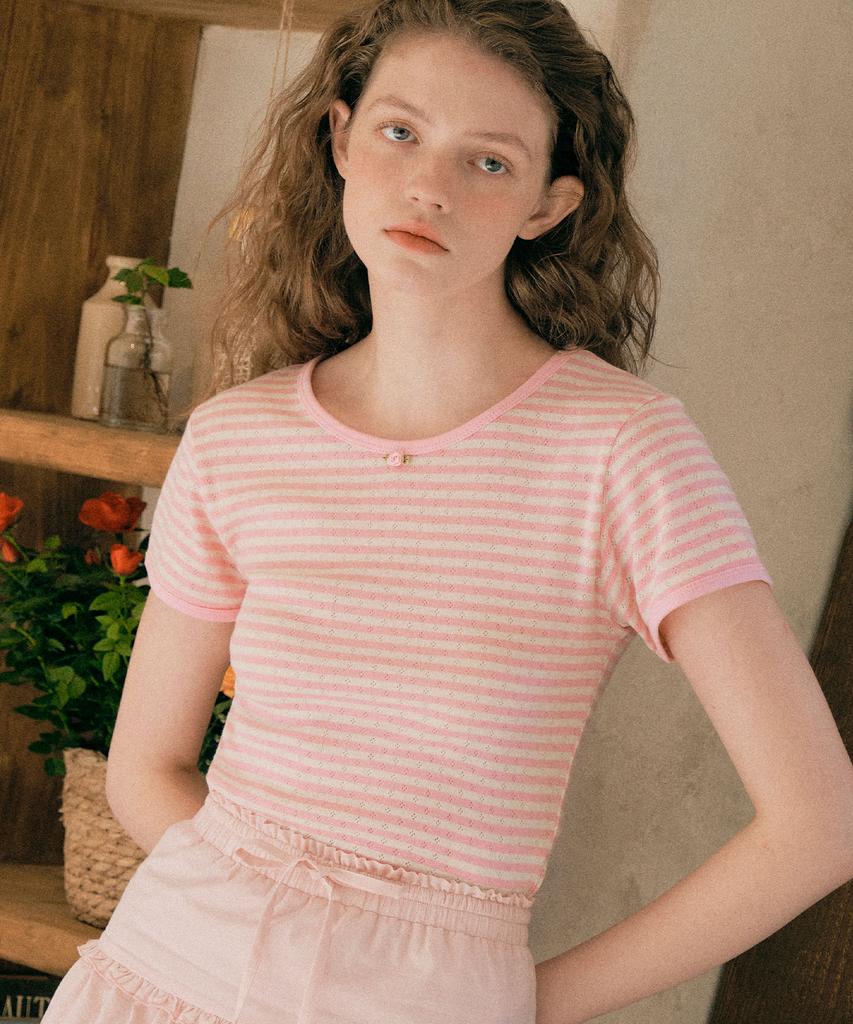 ROLAROLA Stripe Skashi T-Shirt Pink