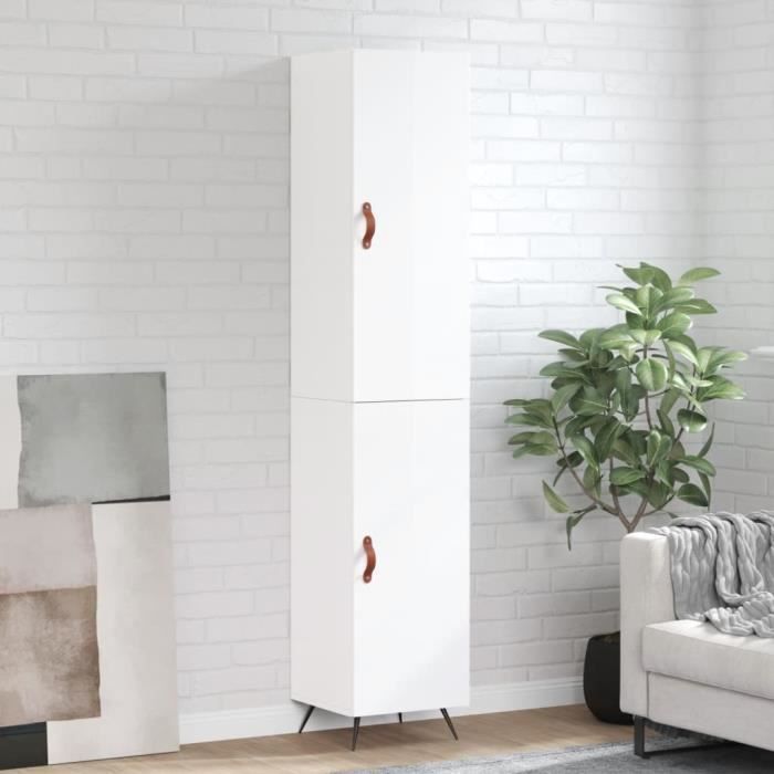VidaXL Buffet haut Blanc brillant 34,5x34x180 cm Bois d'ingénierie 3198763