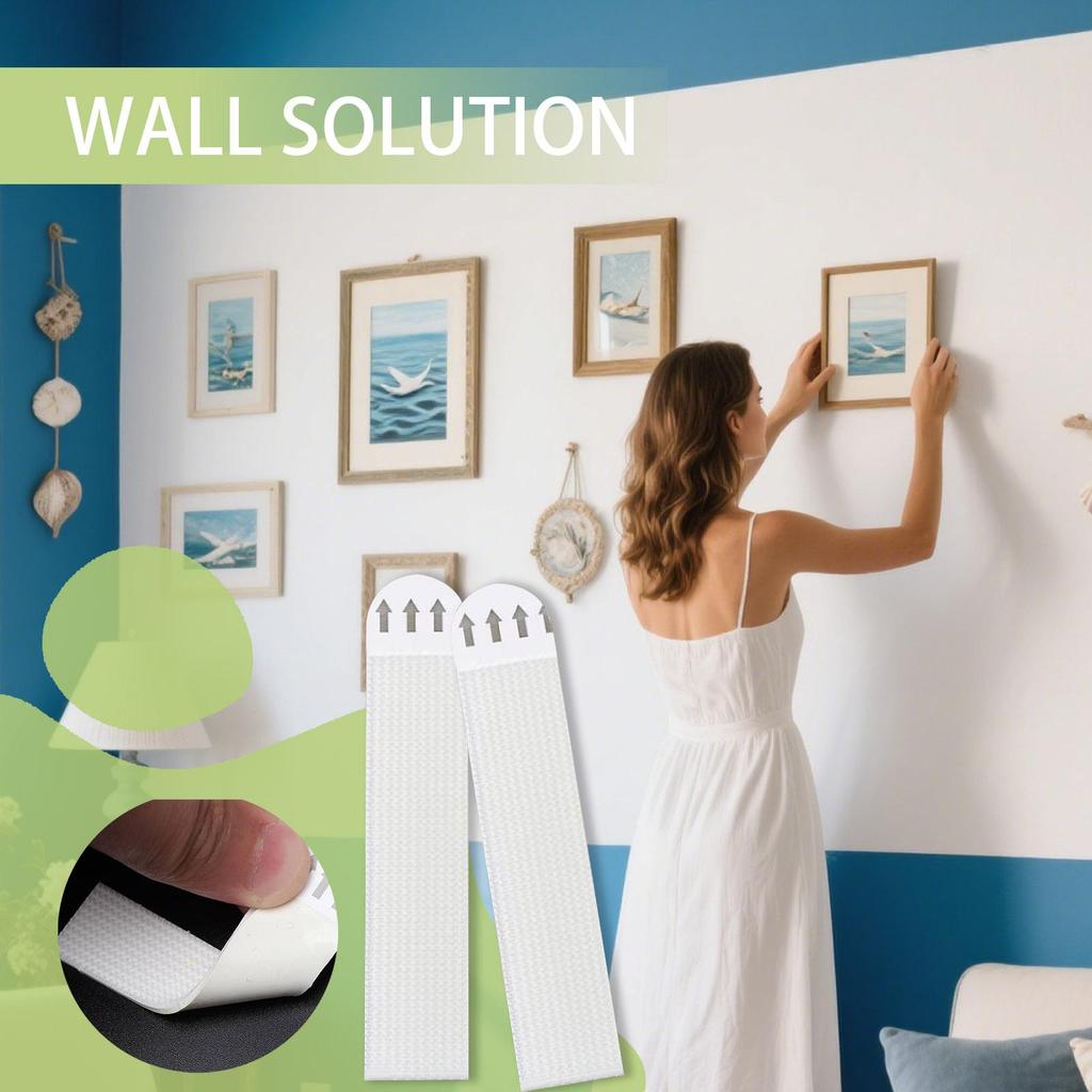 Hook And Loop Tape Hook And Loop Strips With Adhesive 12 Pieces No Punching Reusable Fastener Wall Hanger For Dormitory Garage