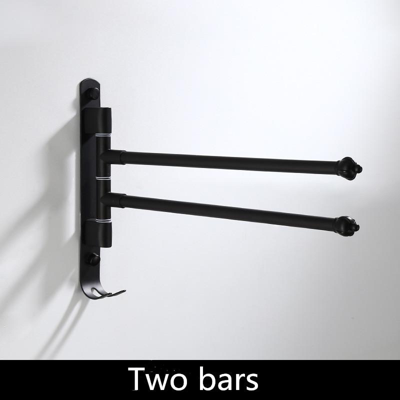

2-4 Swivel Towel Bars Wall Mounted Aluminum Black Bathroom Towel Rail Rack With Hooks Bathroom Towel Holder Fodable Towel Hanger
