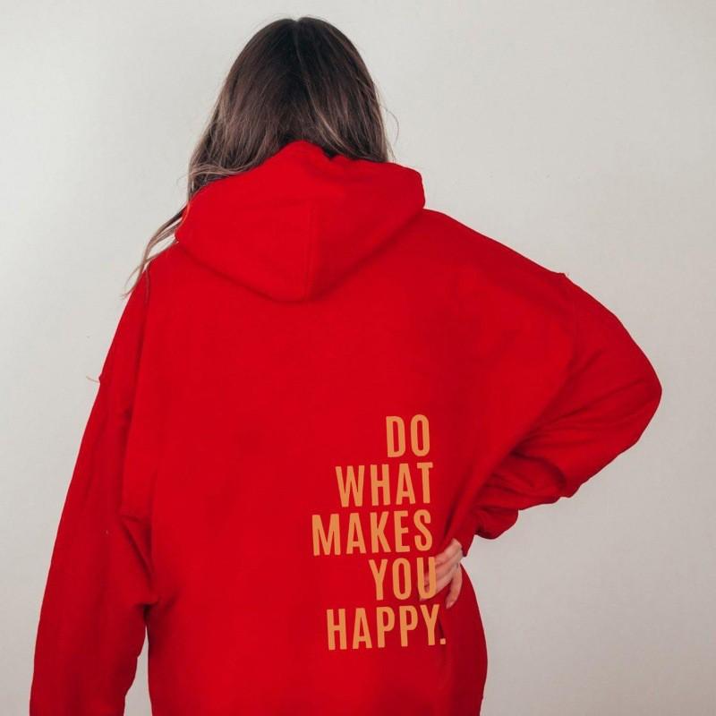 Womens Hooded Sweatshirt Streetwear Loose Fit Long Sleeve Printed Pullover Casual Top
