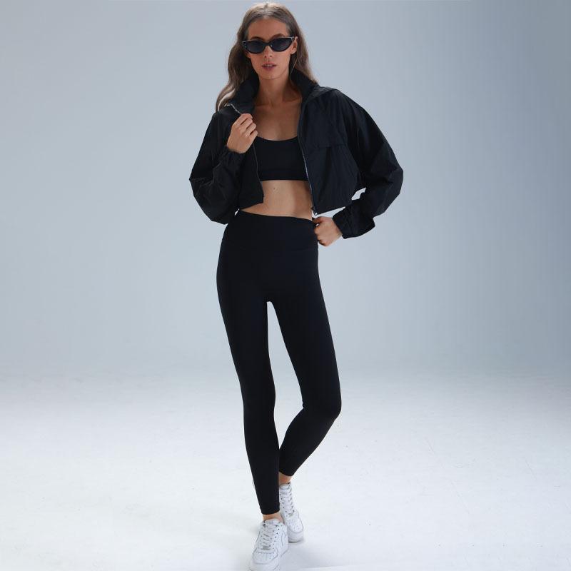 New short jacket ALOSCO yoga three-piece yoga fitness suit quick-drying fitness sportswear running suit