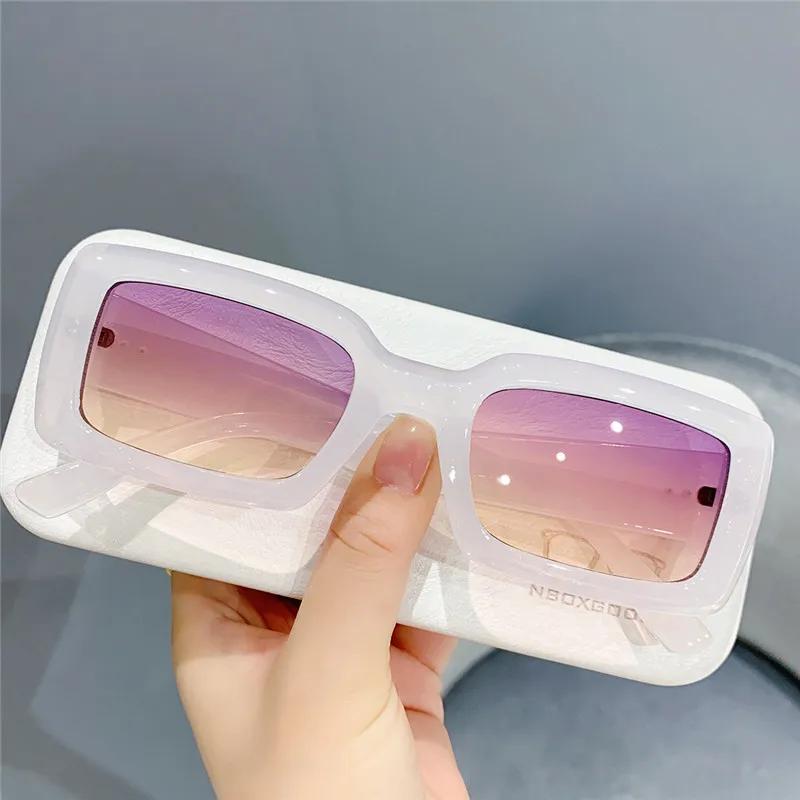 Retro Small Rectangle Sunglasses Women Men Trendy Jelly Color UV400 Square Green Purple Sun Glasses