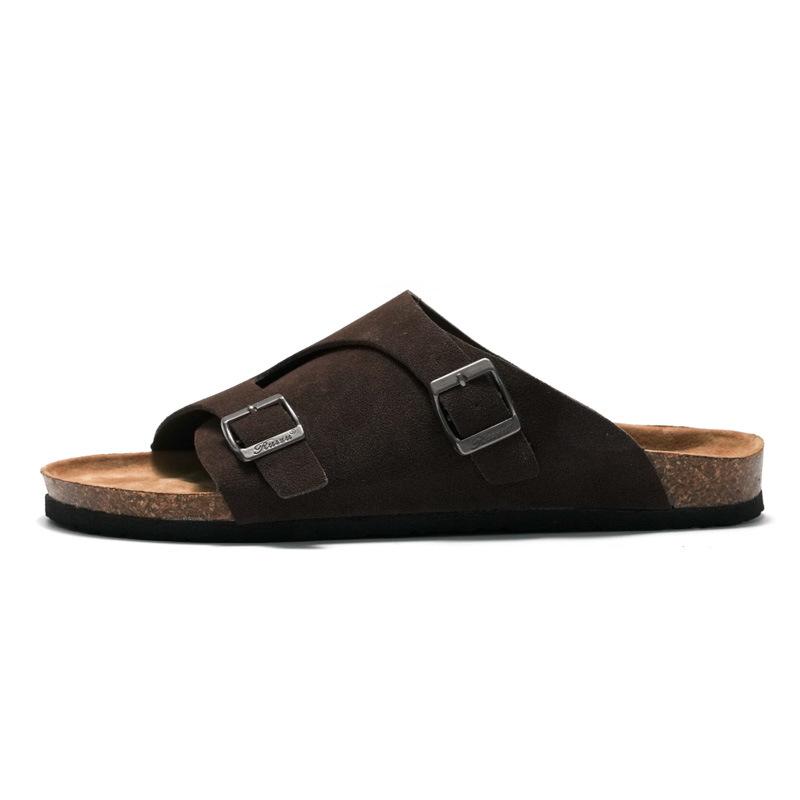Modemarke Unisex Korkschuhe Frau/Mann Nubuk Clogs Sandalen Sommer Strand Hausschuhe Zuhause Freizeit Pantoletten Damen Gürtelschnalle Sandalen 2025