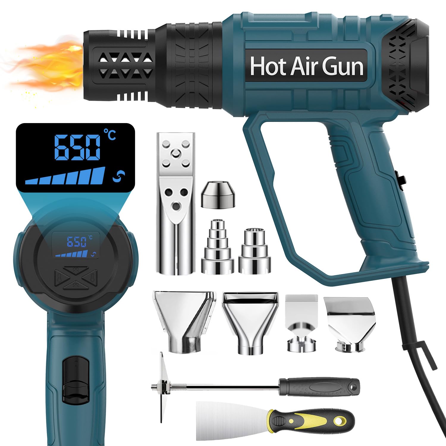 

New for 2025 Protective Cover Heat Hot Max Temperature LCD 6 Airflow Settings Super Hot Air Rapid Memory 8 Double Hot Industrial PSE Japanese медная патина