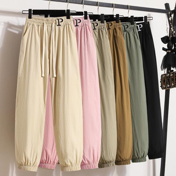 

Dimanaf Летние длинные брюки больших размеров, женские однотонные шаровары с эластичным поясом, повседневные свободные винтажные свободные брюки, новинка 2024 года