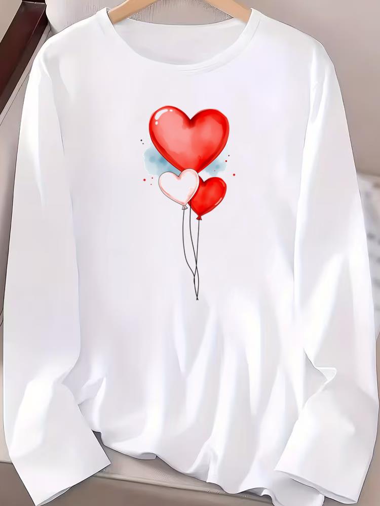 (Asian Size) Women T Shirt Tee Lady Printed Trend Cute 90s Female Clothing Casual Fashion Top Long Sleeve Graphic T-shirts