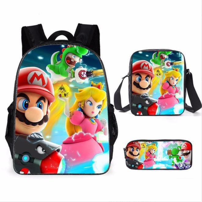 Cartoon Backpack, Primary And Secondary School Students Three-Piece Set, School Bag, Backpack, Shoulder Bag, Pencil Case.