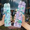 1PC Ocean Sea Turtle Starfish Print 750ml Color Plastic Sports Water Bottle Leakproof Flip Straw Lid Suitable for Sports Office Home Use