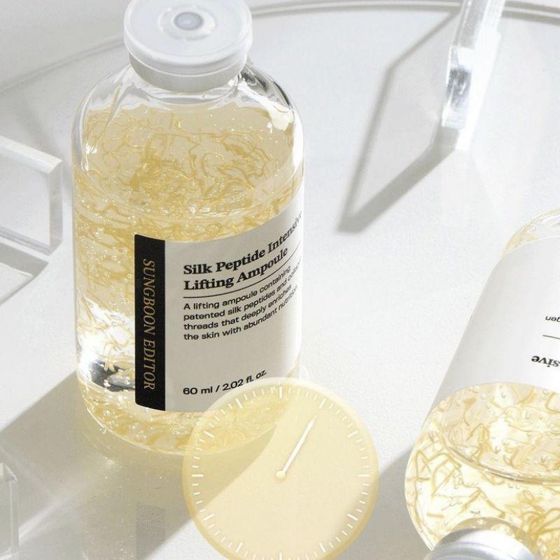 Sada: Korektor v ampuli s liftingovými hedvábnými peptidy a rozpustnými nitěmi 60 ml + Zlatý oční krém s rozpustnými nitěmi 30 ml