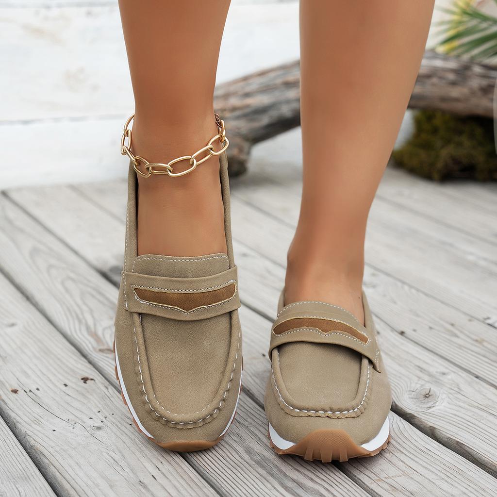 Fashion Casual Vintage Women's Shoes 2025 New Round Top Solid Color Flat Heel Polyurethane Sole Rubber Upper Plus Size Single Shoe