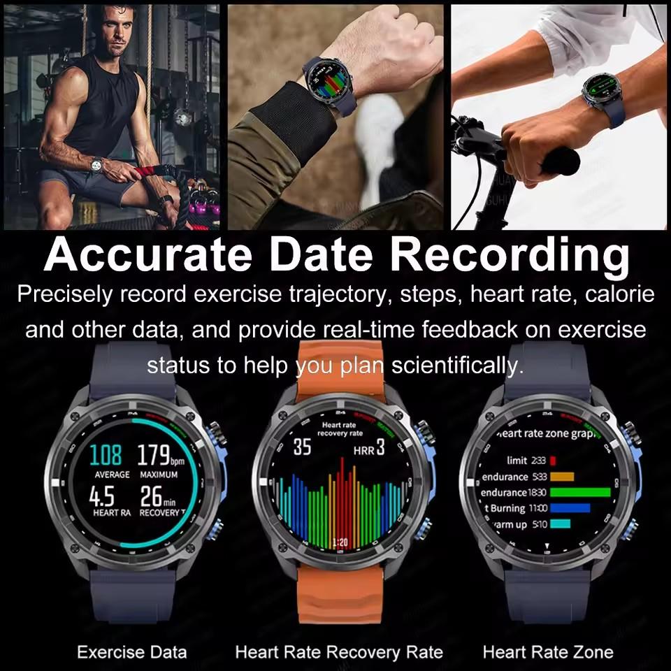 2026 New Military Smart Watch 860Mah Battery GPS Compass 10ATM Waterproof Tactics Sport 4GB Memory BT Call Smart Watches for Men Outdoor Smart Watch