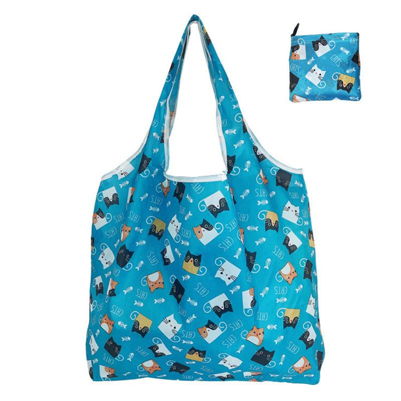 1pcs Large Foldable 190T Polyester Shopping Bag - Printed Tote for Promotional Gifts