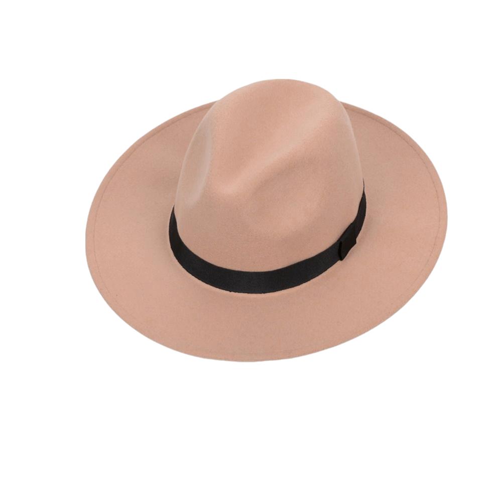 Solid Color Men's Felt Hat British Style Women Jazz Hat Trendy Woolen Flat Top Hat  Winter