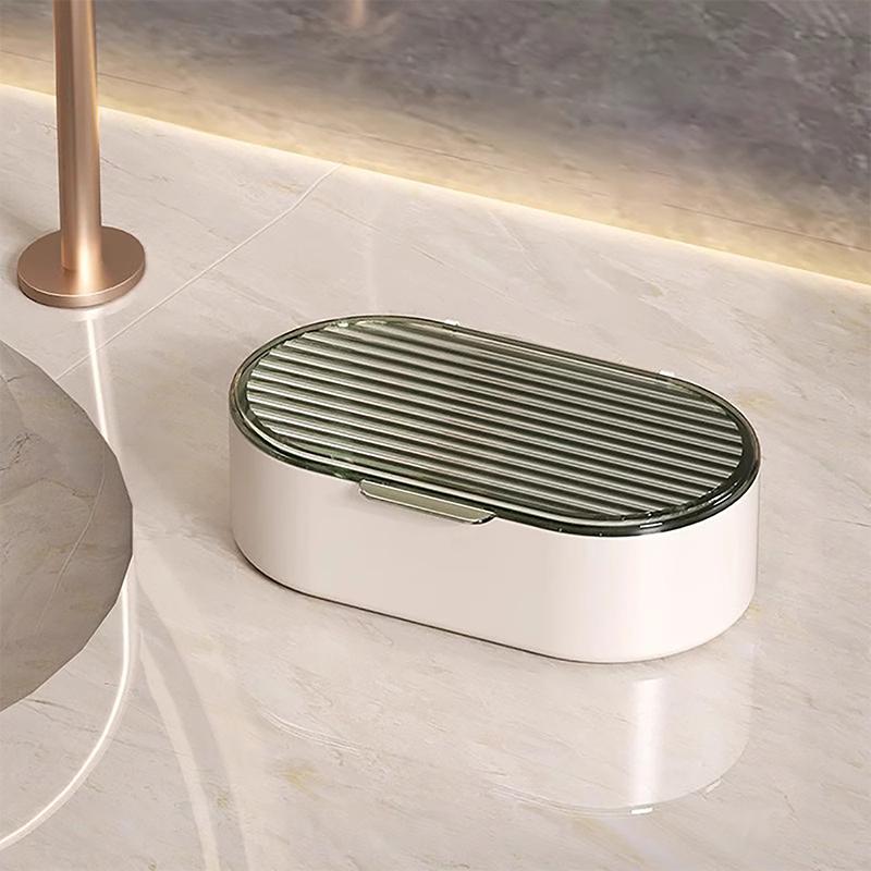 Double-Layer Soap Box Household Bathroom Non-Punching Hollow Drain Soap Box With Cover Dust Soapbox Holder