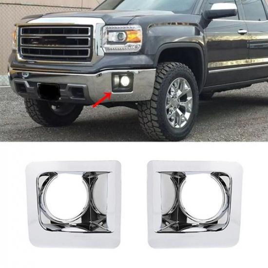 Chrome Front Fog Light Lamp Frame Trim Cover Bezels Fit For GMC SIERRA 2014-15