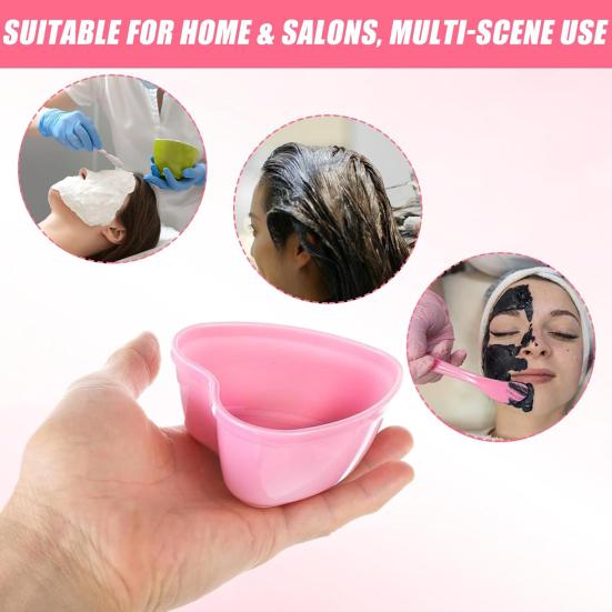 10Pcs Plastic Facial Mud Mixing Bowl with Spatula Women DIY Face Clay Love Heart Stirring Bowl Professional Home Salon Beauty Skincare Mixing Bowl