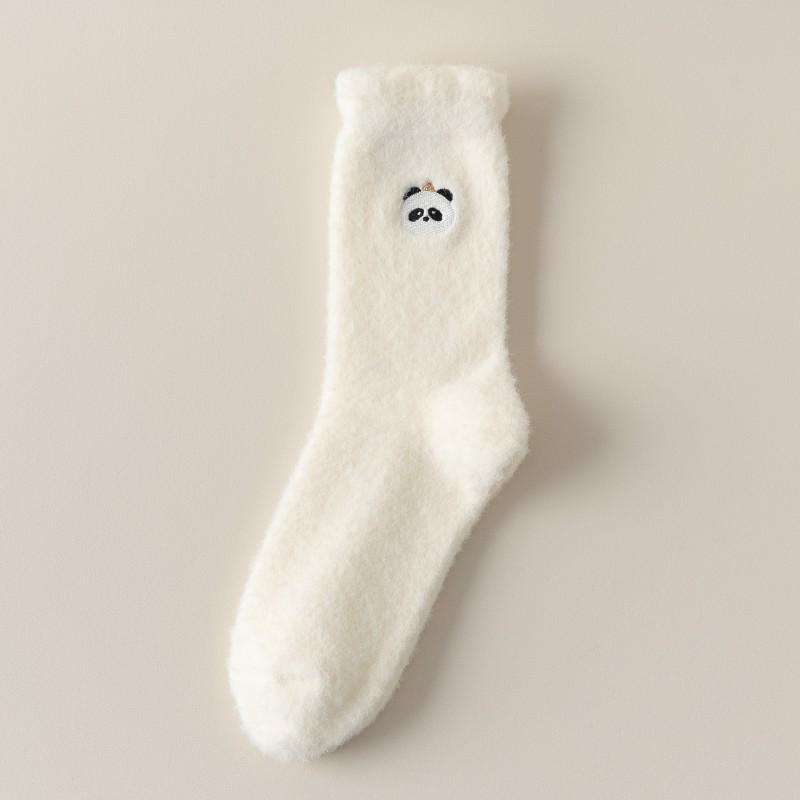 Women's Cable Knit Fleece Mid-Calf Socks - Warm, Thick, and Solid Color for Autumn/Winter