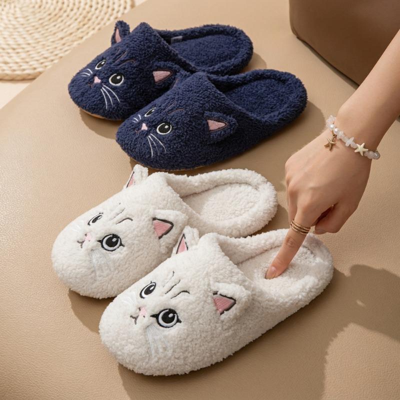 Cat cotton slippers women's autumn and winter home indoor universal soft bottom non-slip silent warm cartoon fluffy slippers