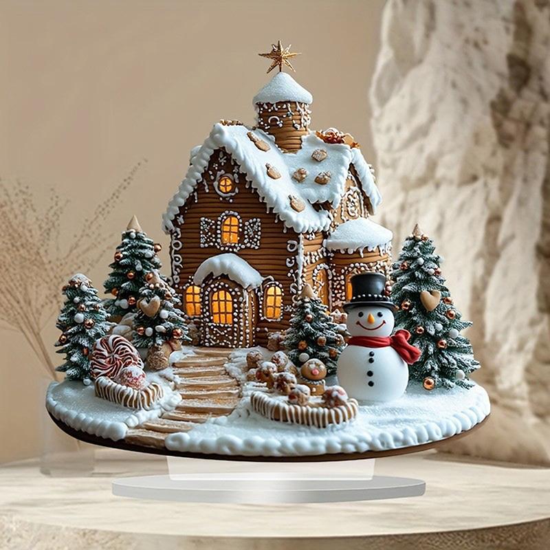 1pcs Christmas Reindeer Sleigh Santa Figurine 2D Acrylic Christmas Santa Claus On Sleigh Decoration Holiday Party Supplies