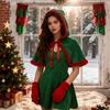 Fashion Deluxe Velvet Christmas Costume Cape Keep Warm Winter Santa Claus Cloak Hooded Fur Trim Christmas Shawl for Women Girl