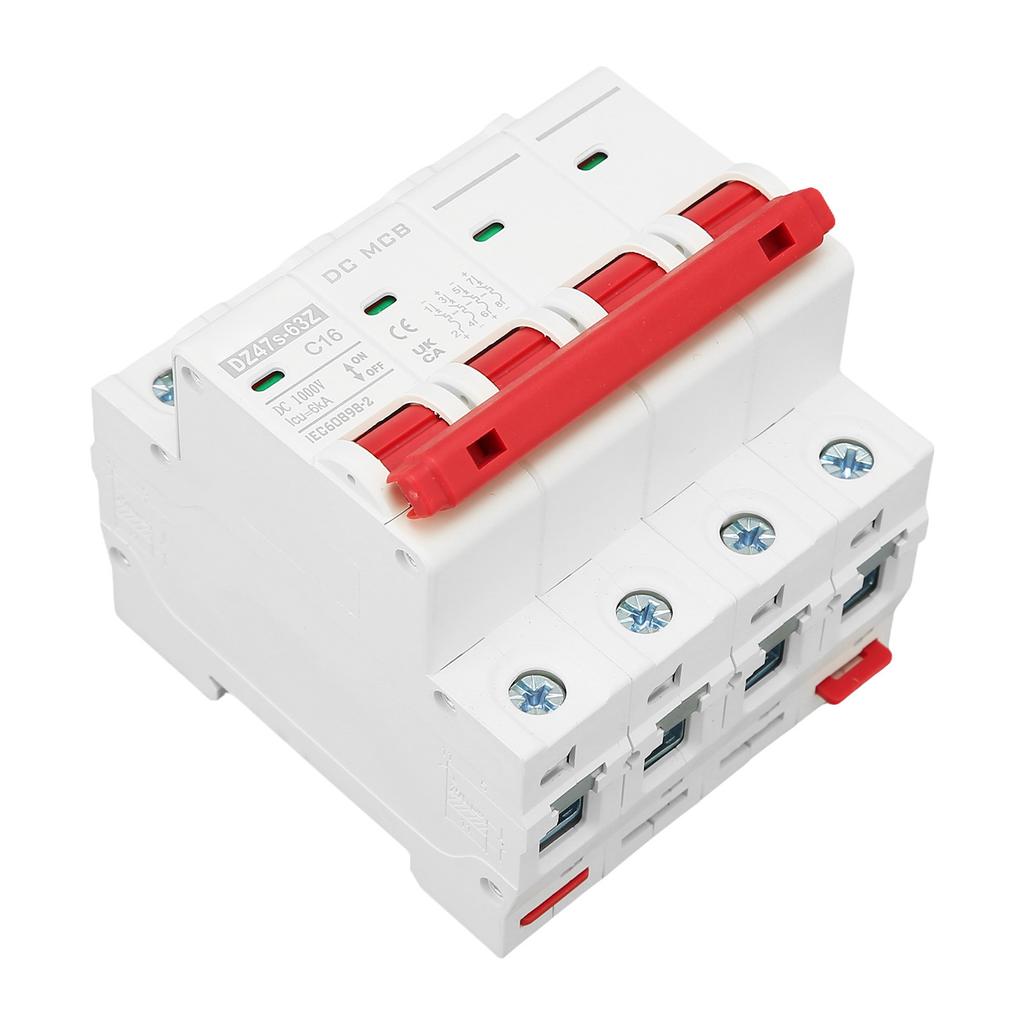 DC Miniature Circuit Breaker 4P Solar PV System 16A DIN Rail Mount 6000A Segmented Capacity DC1000V DZ47s 63Z C16
