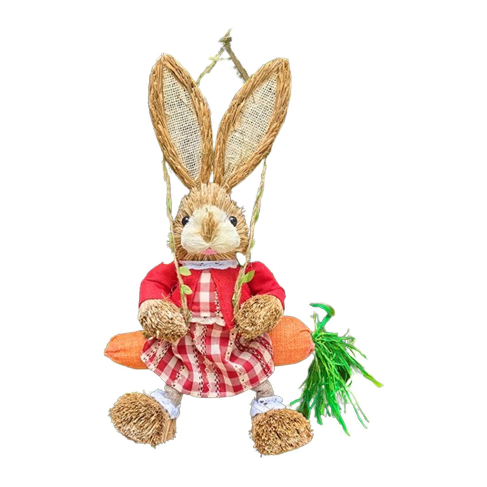 

Easter Bunny Figurine Creative Cute Cartoon Easter Decor Animal Sculpture Ornament for Table Patio Porch Cabinet Indoor Outdoor