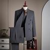 Costume Rayé Premium Double-Boutonnage pour Homme - Revers Pointu, Anti-froissage, Lavable en Machine, Idéal pour le Travail et les Occasions Formelles.