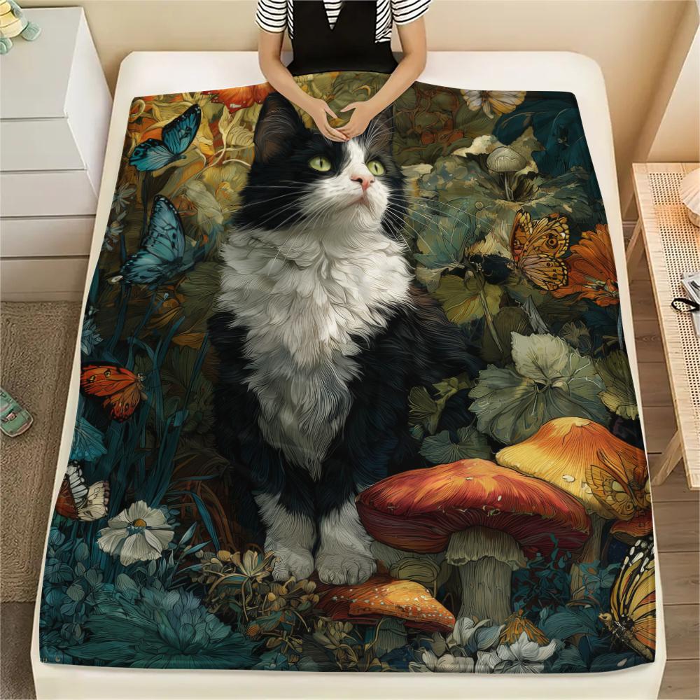 Calico Cat,pattern Flannel Blanket, High Quality Comfortable for All Seasons, Home Decor, Warmth and Comfort, Perfect for Gifts.