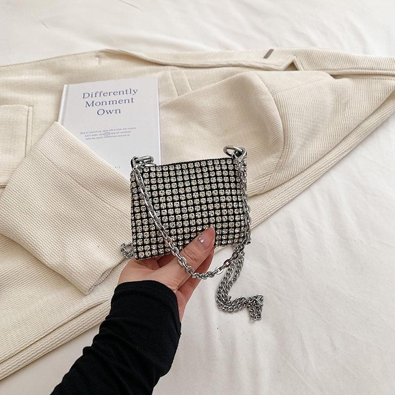 Temperament Rhinestone Bag 2025 New Trendy Full Diamond Bag Mini Shoulder Messenger Bag Hand Bag Women's Lipstick Bag